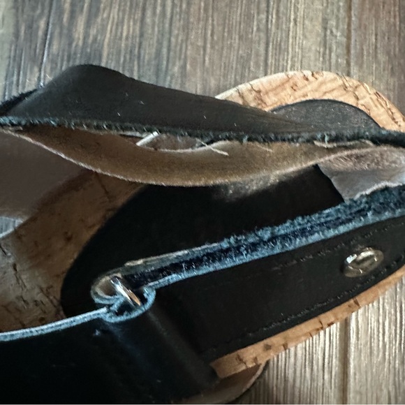 Pikolinos black leather cross over women's sandals 39 cork wedge shoe - Picture 8 of 14